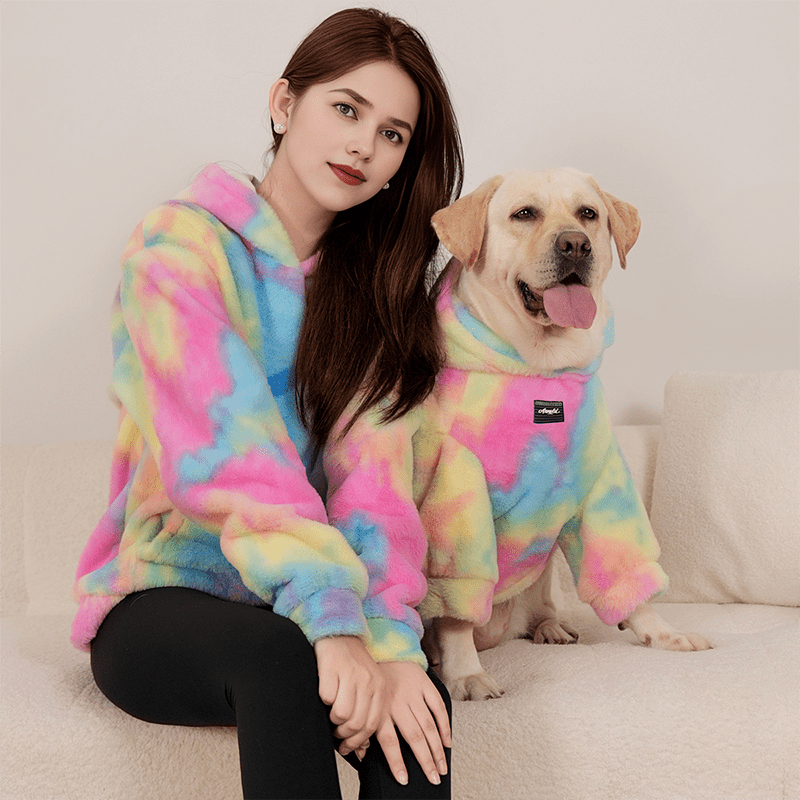 Fleece Hoodie for Big Dogs Parent Matching Outfit Thick Cozy - PIKAPIKA