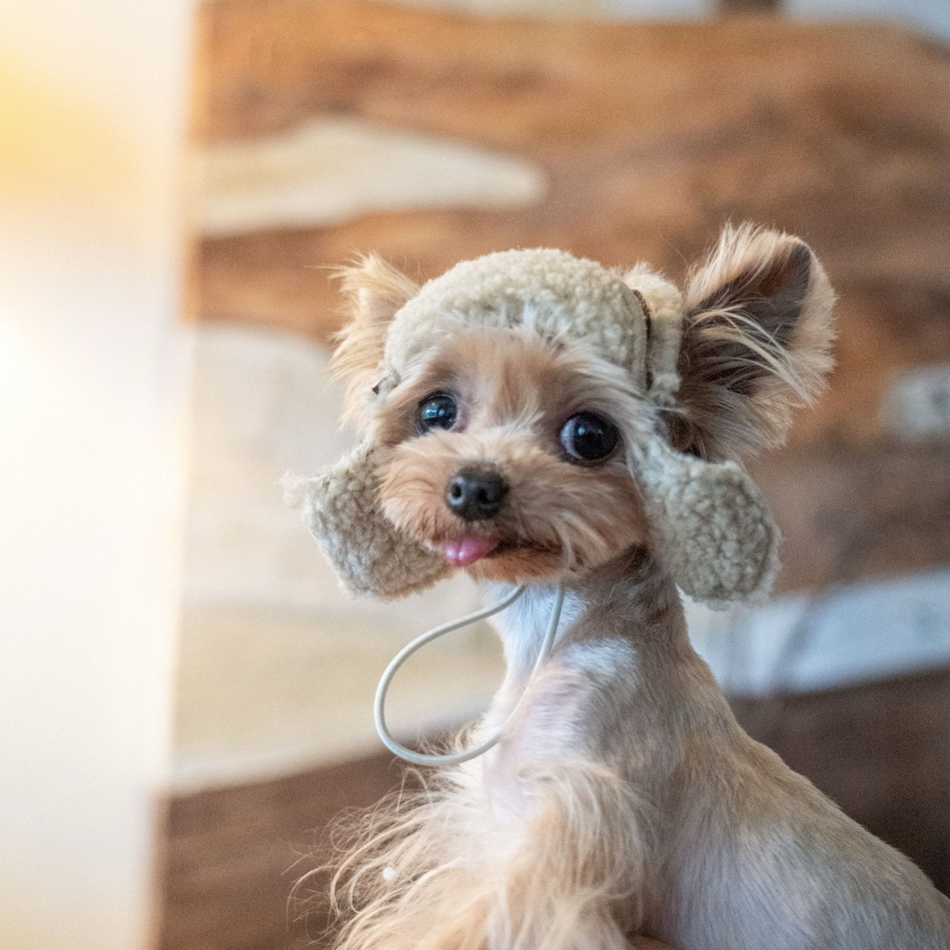 Fleece Lined Pilot Hat with Ear Holes for Toy Dogs - PIKAPIKA