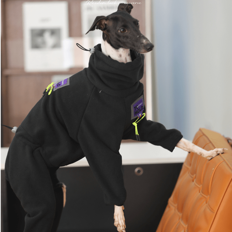 Fleece Onesies 4Legs Italian Greyhound Whippet Dog Clothes Black - PIKAPIKA