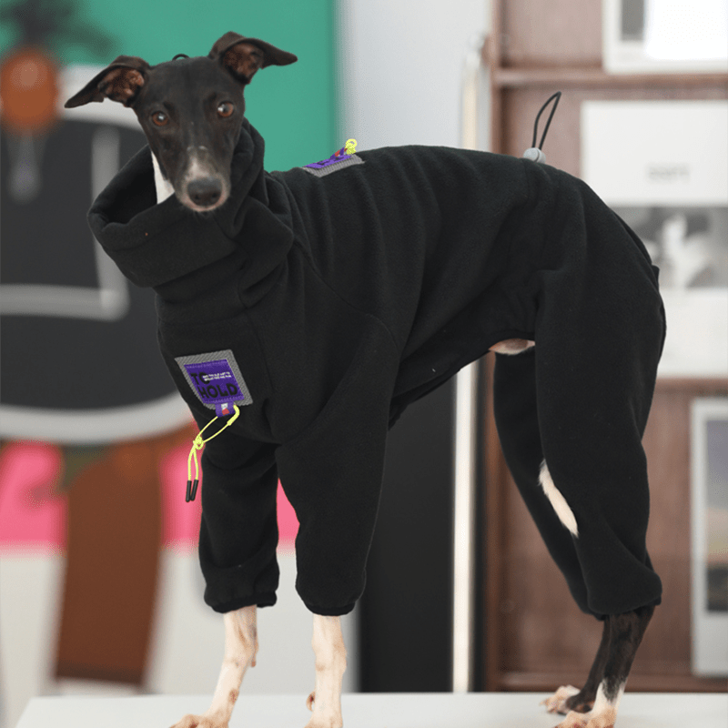 Fleece Onesies 4Legs Italian Greyhound Whippet Dog Clothes Black - PIKAPIKA