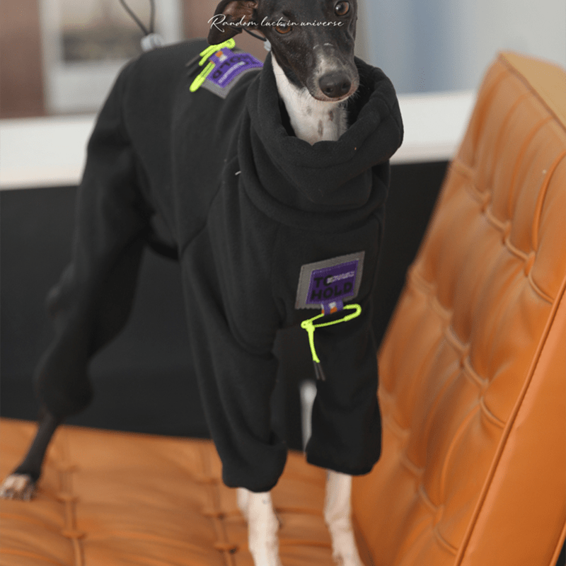 Fleece Onesies 4Legs Italian Greyhound Whippet Dog Clothes Black - PIKAPIKA