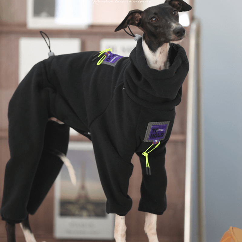 Fleece Onesies 4Legs Italian Greyhound Whippet Dog Clothes Black - PIKAPIKA