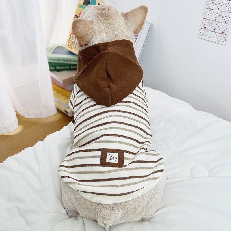 Fleece Stripes Hoodie Bulldog Dog Clothes - PIKAPIKA