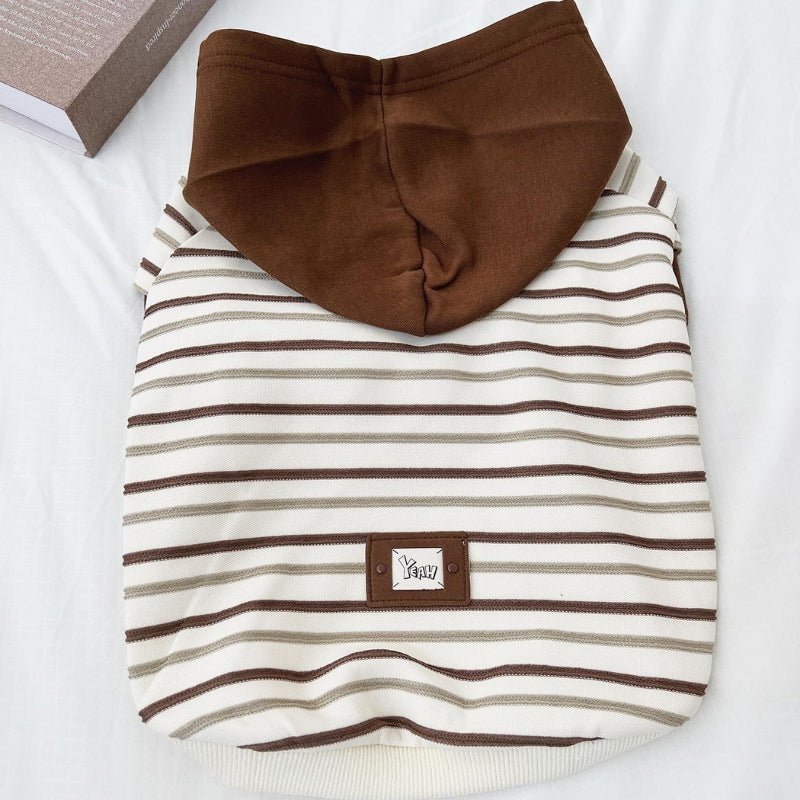 Fleece Stripes Hoodie Bulldog Dog Clothes - PIKAPIKA