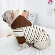 Fleece Stripes Hoodie Bulldog Dog Clothes - PIKAPIKA
