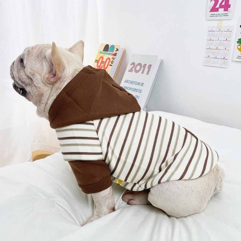 Fleece Stripes Hoodie Bulldog Dog Clothes - PIKAPIKA