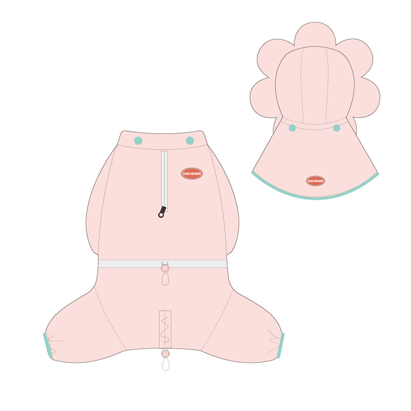 Floral Cloak Waterproof Full - Cover Four - Leg Dog Raincoat Small Medium Dogs - PIKAPIKA