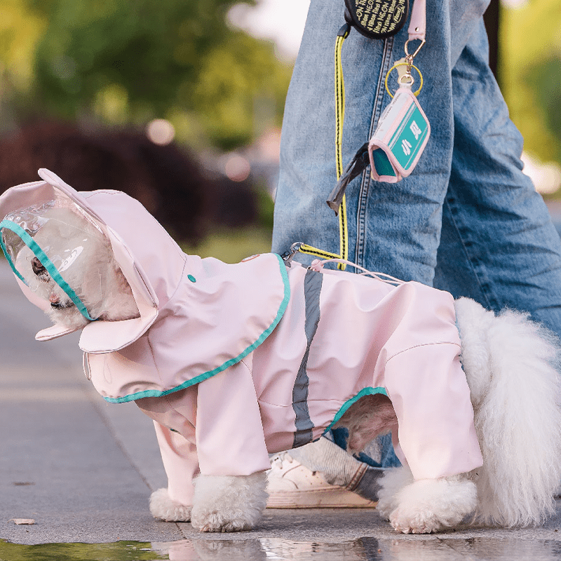 Floral Cloak Waterproof Full - Cover Four - Leg Dog Raincoat Small Medium Dogs - PIKAPIKA