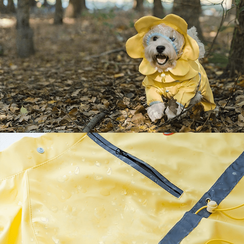 Floral Cloak Waterproof Full - Cover Four - Leg Dog Raincoat Small Medium Dogs - PIKAPIKA