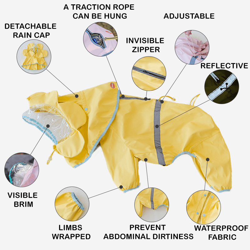 Floral Cloak Waterproof Full - Cover Four - Leg Dog Raincoat Small Medium Dogs - PIKAPIKA