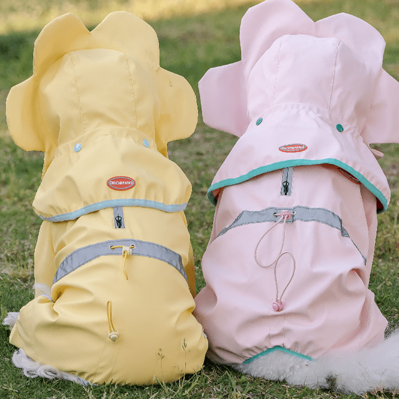 Floral Cloak Waterproof Full - Cover Four - Leg Dog Raincoat Small Medium Dogs - PIKAPIKA