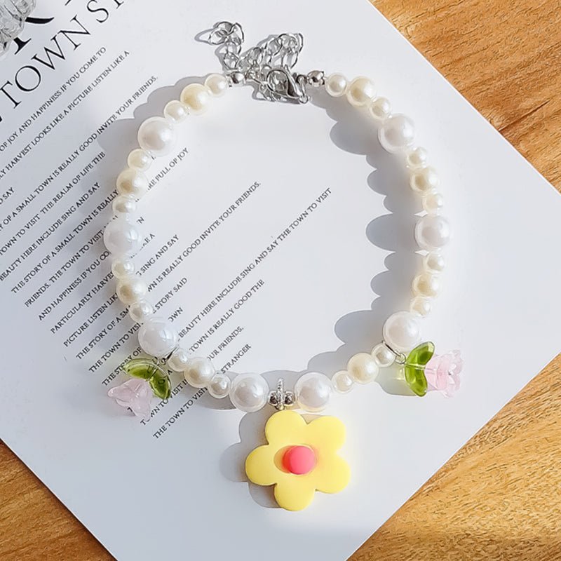 Flower Pearl Dog & Cat Necklace - PIKAPIKA