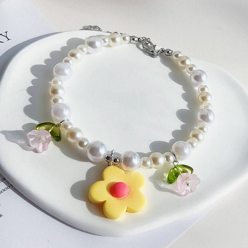 Flower Pearl Dog & Cat Necklace - PIKAPIKA