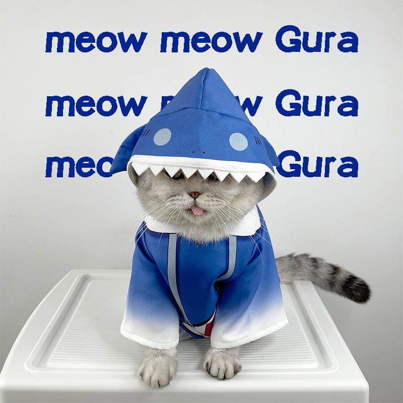 Gawr Gura Shark Girl Pet Costume Cat Cosplay Outfit Shark Cloak - PIKAPIKA