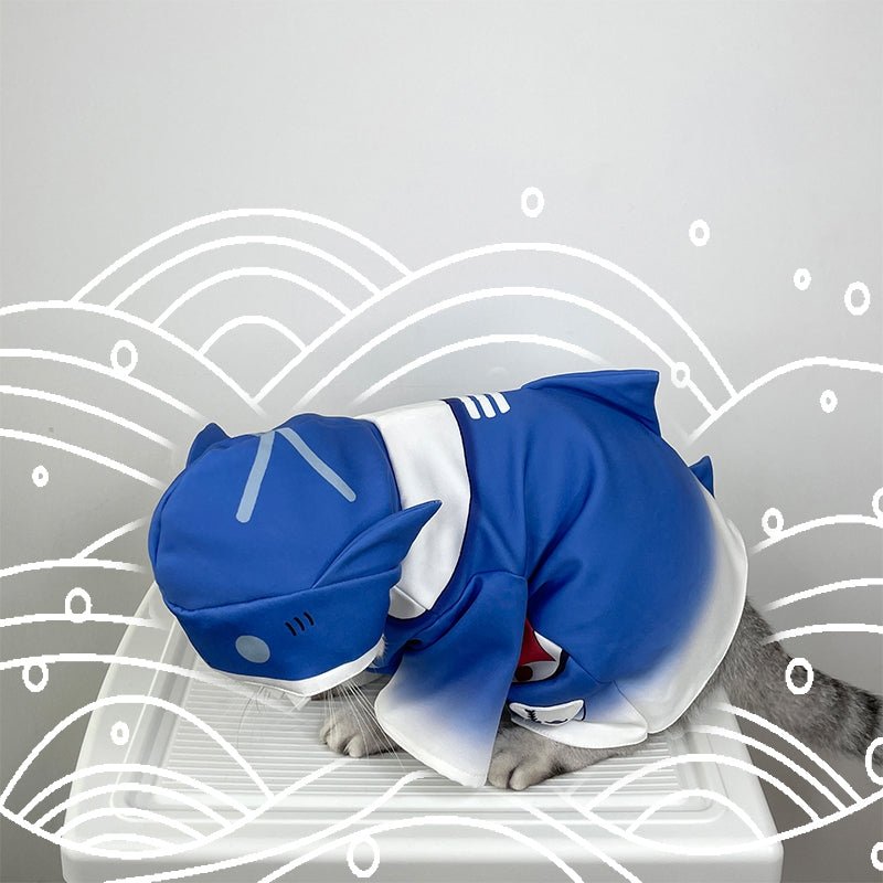 Gawr Gura Shark Girl Pet Costume Cat Cosplay Outfit Shark Cloak - PIKAPIKA