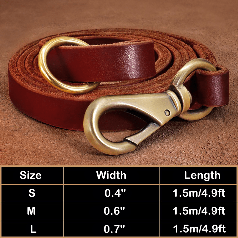 Genuine Leather Dog Collar Strong Durable Neck Strap for Medium Big Dogs - PIKAPIKA