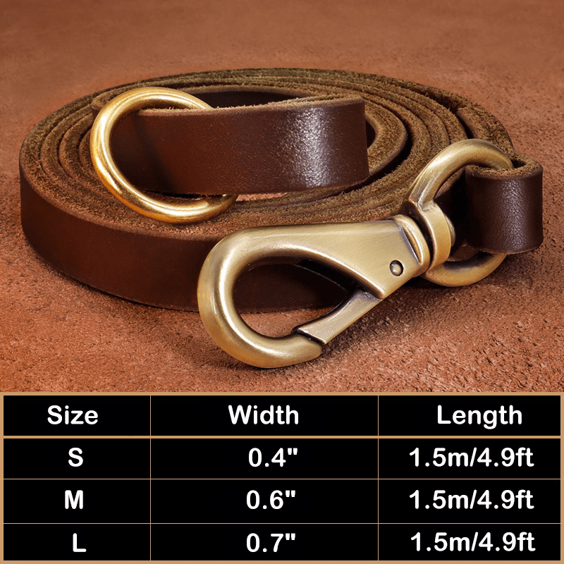Genuine Leather Dog Collar Strong Durable Neck Strap for Medium Big Dogs - PIKAPIKA