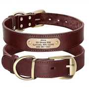 Genuine Leather Dog Collar Strong Durable Neck Strap for Medium Big Dogs - PIKAPIKA