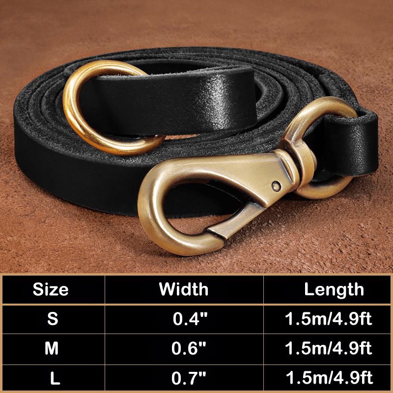 Genuine Leather Dog Collar Strong Durable Neck Strap for Medium Big Dogs - PIKAPIKA
