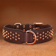 Genuine Leather Studded Dog Collar Anti - Bite Durable Neck Strap for Large Dogs - PIKAPIKA