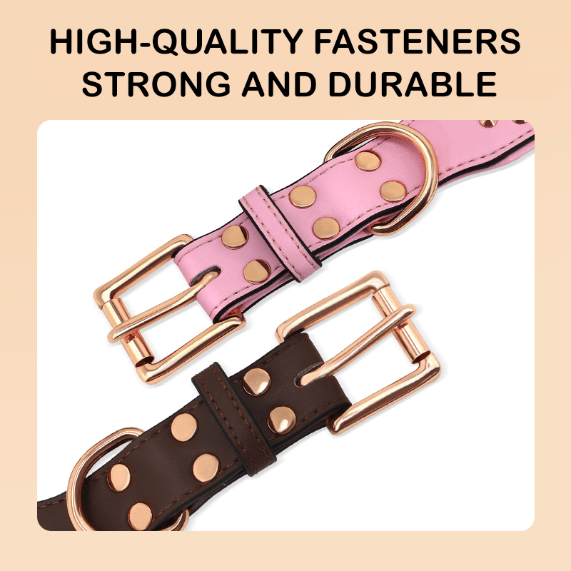 Genuine Leather Studded Dog Collar Anti - Bite Durable Neck Strap for Large Dogs - PIKAPIKA