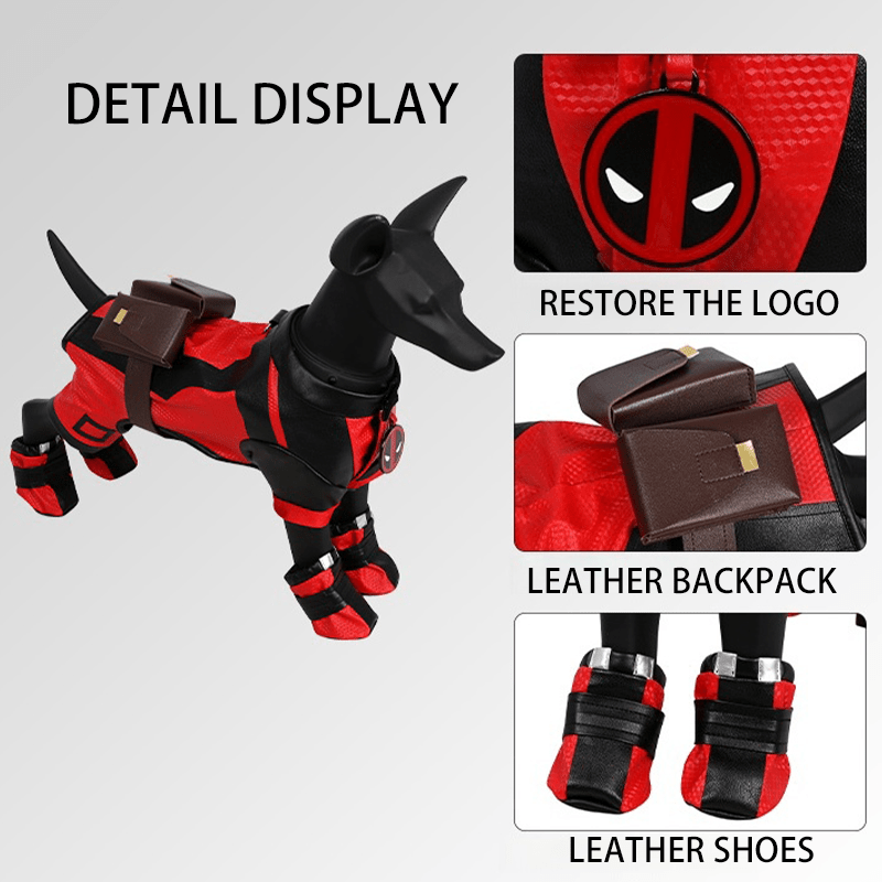 Halloween Deadpool Costume Cosplay Pet Dog Funny Outfit - PIKAPIKA