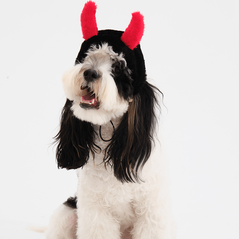 Halloween Devil Fluffy Winter Hat Italian Greyhound Whippet Dog - PIKAPIKA