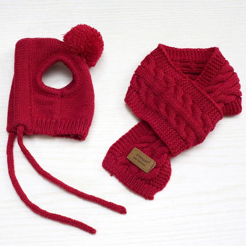 Hand Made Knitting Dog Hat Warm Collar - PIKAPIKA