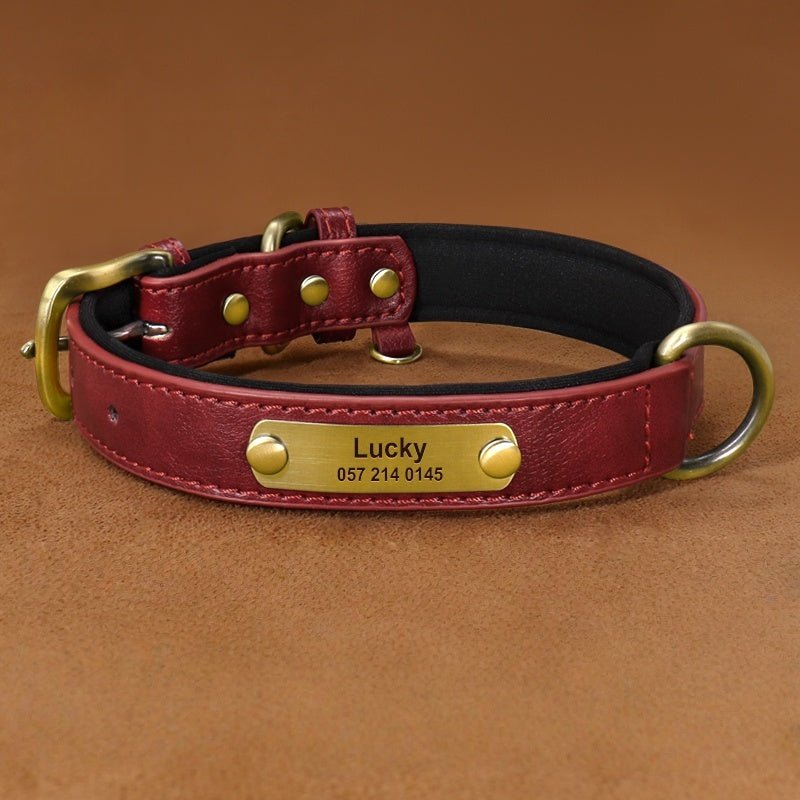 Handmade Engraved Dog Collar Custom Name Tag for Medium Large Dogs - PIKAPIKA