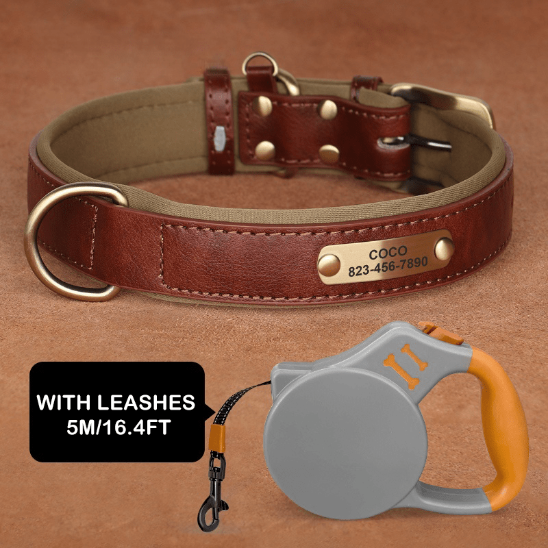 Handmade Engraved Dog Collar Custom Name Tag for Medium Large Dogs - PIKAPIKA