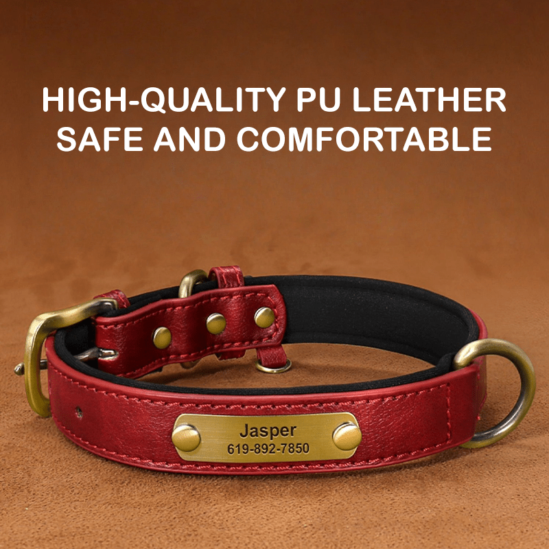 Handmade Engraved Dog Collar Custom Name Tag for Medium Large Dogs - PIKAPIKA