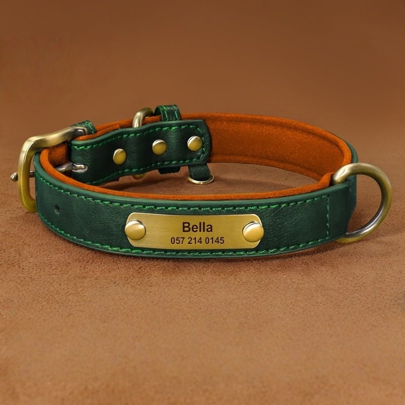 Handmade Engraved Dog Collar Custom Name Tag for Medium Large Dogs - PIKAPIKA