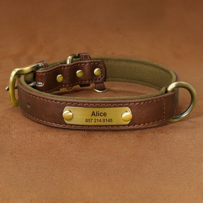 Handmade Engraved Dog Collar Custom Name Tag for Medium Large Dogs - PIKAPIKA