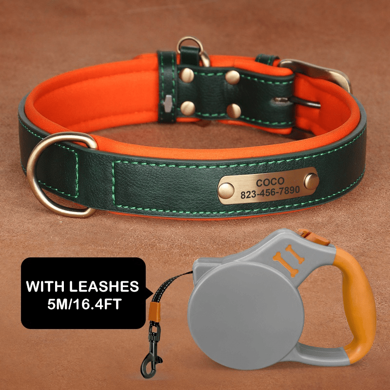 Handmade Engraved Dog Collar Custom Name Tag for Medium Large Dogs - PIKAPIKA