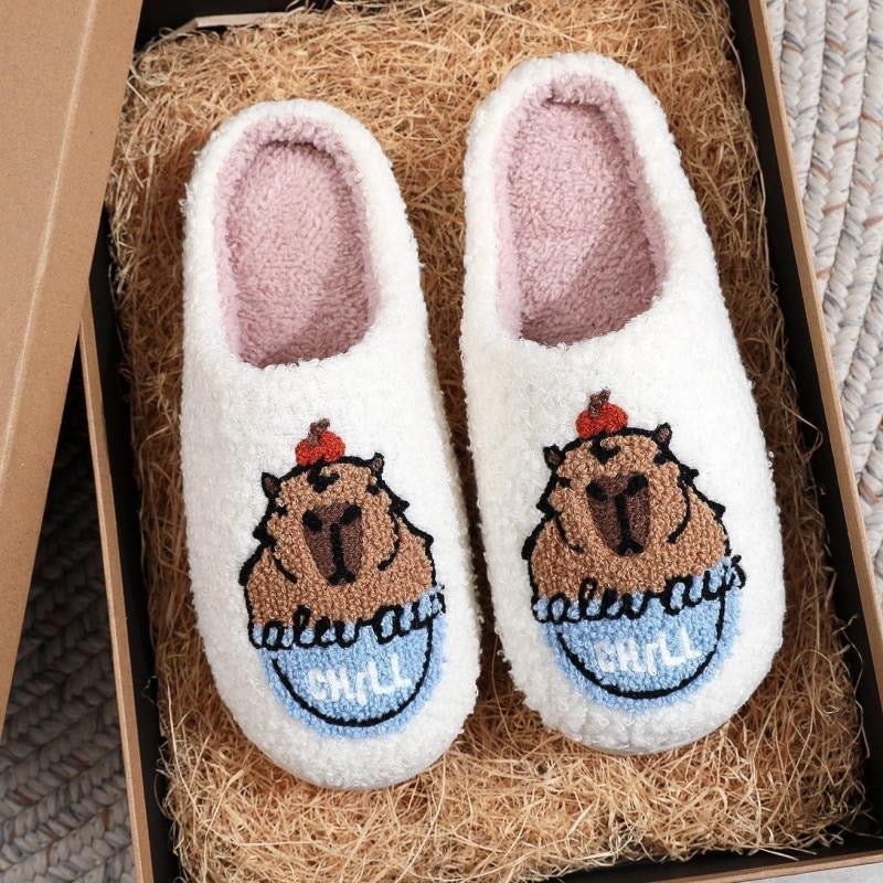Home Top Women's Fuzzy Curly Fur Loafer Slippers with Polar Fleece Lining - PIKAPIKA