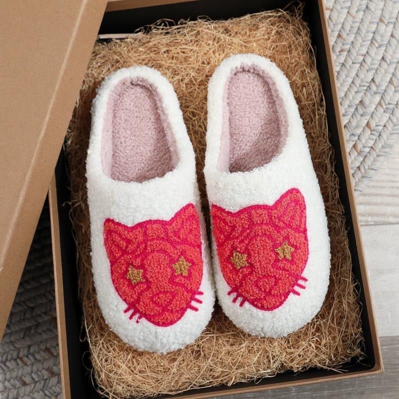 Home Top Women's Fuzzy Curly Fur Loafer Slippers with Polar Fleece Lining - PIKAPIKA