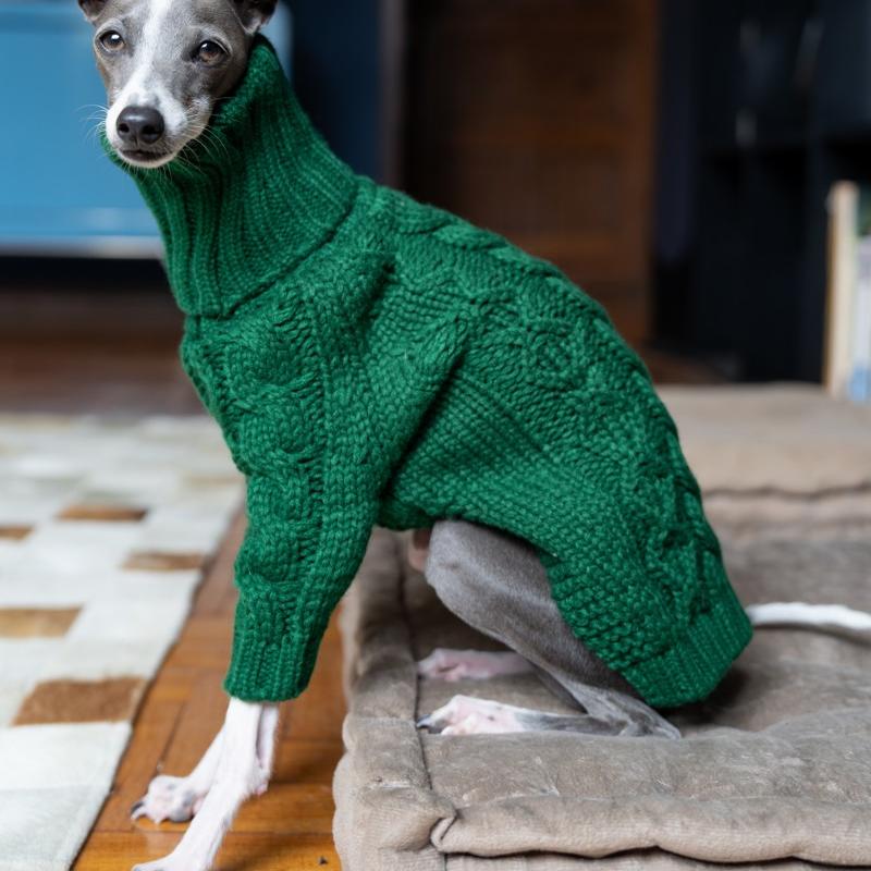 Italian Greyhound Dog Sweater Cable Knit Clothes - PIKAPIKA