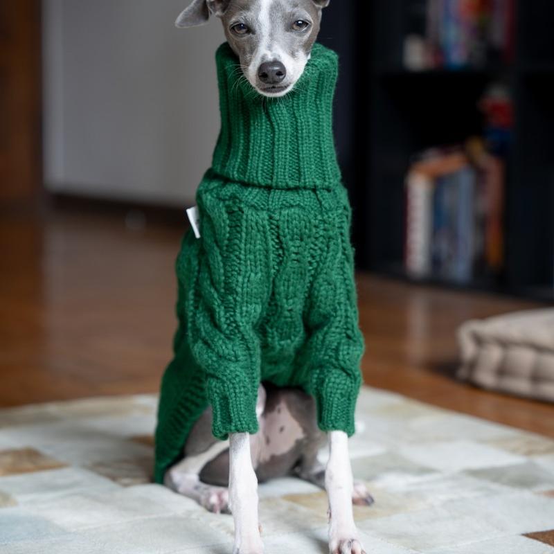 Italian Greyhound Dog Sweater Cable Knit Clothes - PIKAPIKA
