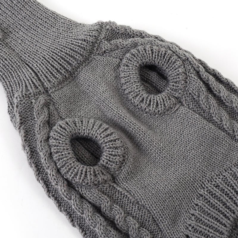 Italian Greyhound Dog Sweater Cable Knit Clothes Vest High Neck Gray - PIKAPIKA