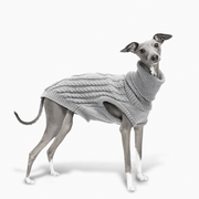 Italian Greyhound Dog Sweater Cable Knit Clothes Vest High Neck Gray - PIKAPIKA
