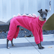 Italian Greyhound Onesies Double Fleece Dinosaur Thick Whippet Dog Clothes Rose - PIKAPIKA