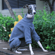 Italian Greyhound Onesies Double Fleece Dinosaur Whippet Dog Clothes Dark Gray - PIKAPIKA