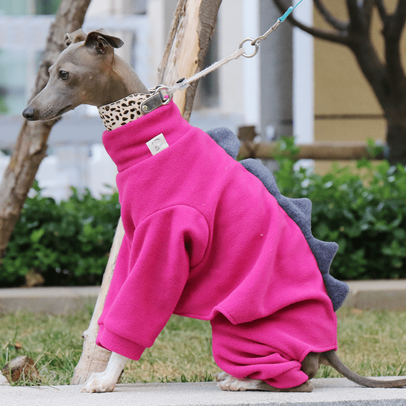 Italian Greyhound Onesies Fleece Dinosaur Thick Whippet Dog Clothes - PIKAPIKA