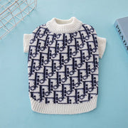 Knitwear Sweater Dog Clothes Navy Luxury Designer Style Round Collar - PIKAPIKA