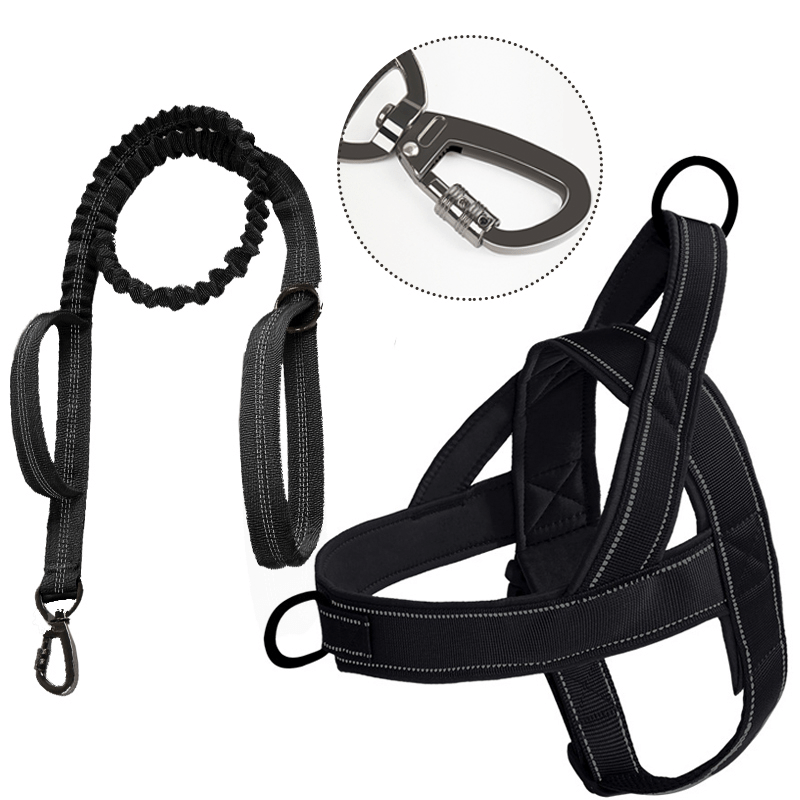 Large Dog Harness Collar Set No - Pull Anti - Escape Handle - PIKAPIKA