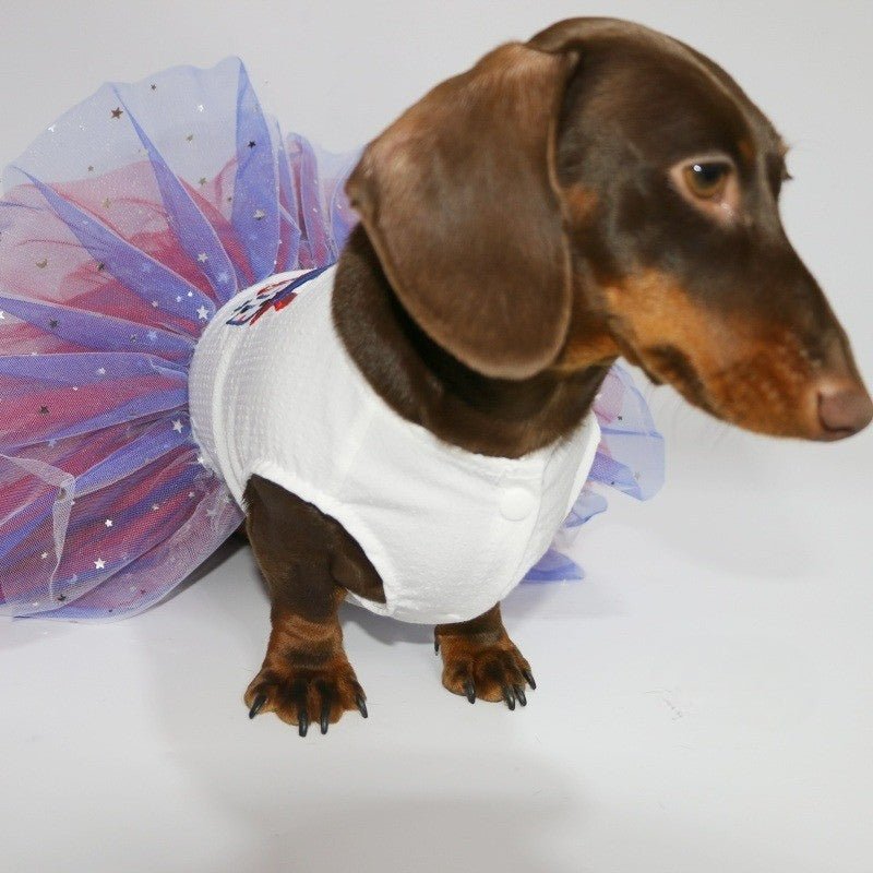 Layered Lace Dress Dachshund Dog July 4th Clothes Colorful - PIKAPIKA