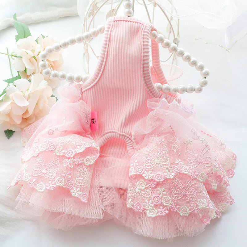 Layered Skirt Sleeveless Lace Cat Dress Cat Clothes - PIKAPIKA