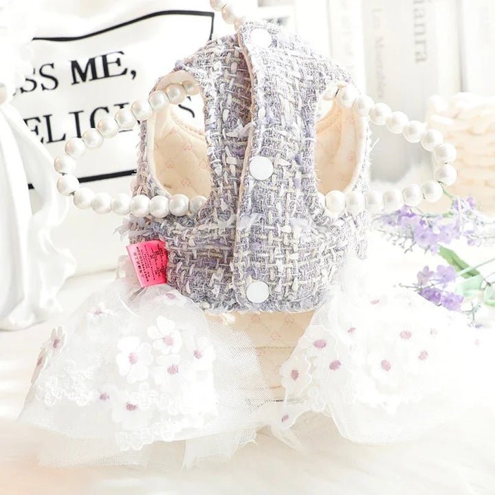 Layered Skirt Sleeveless Tweed Lace Tank Dress Cat Clothes - PIKAPIKA