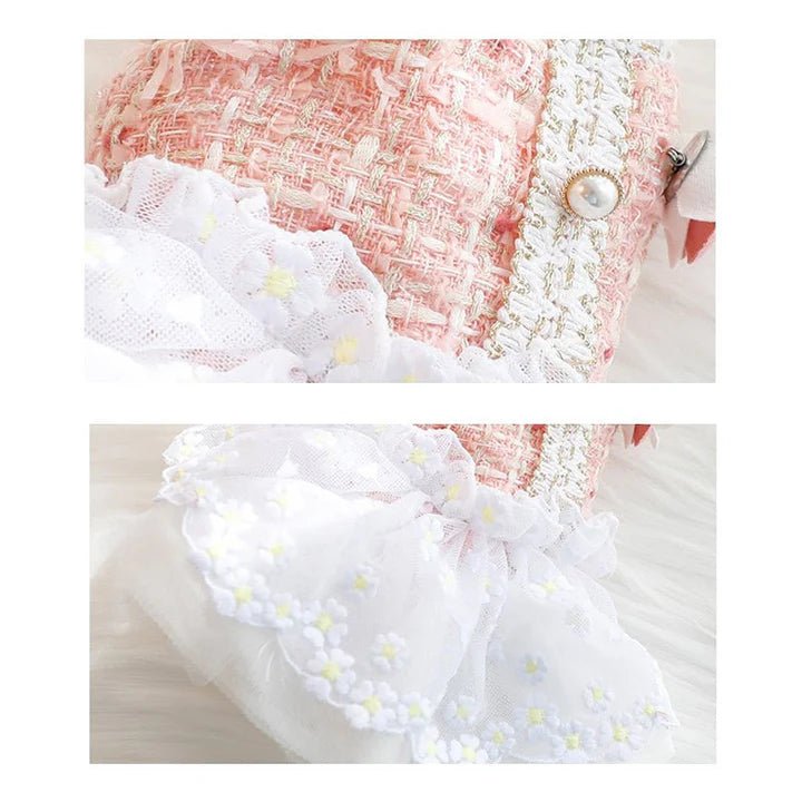 Layered Skirt Sleeveless Tweed Lace Tank Dress Cat Clothes - PIKAPIKA