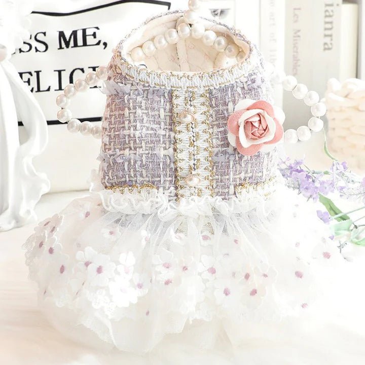 Layered Skirt Sleeveless Tweed Lace Tank Dress Cat Clothes - PIKAPIKA